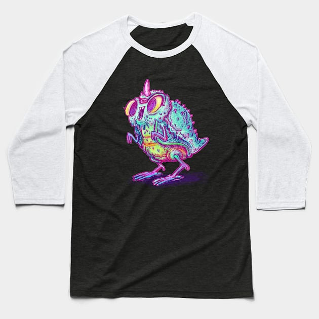 Kaiju Bird Chick Monster Baseball T-Shirt by natebear